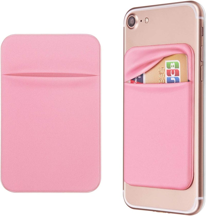 OBVIS Cell Phone Pocket Self Adhesive Card Holder Stick On Wallet Sleeve with Adhesive ID Credit Card ATM Card Holder for iPhone Android 2 PACK PINK - Image 1